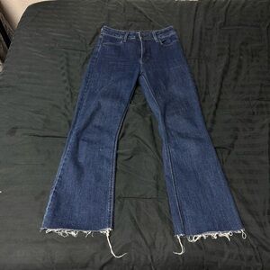 Just Black Dark Blue Flare Jeans with Raw Hem